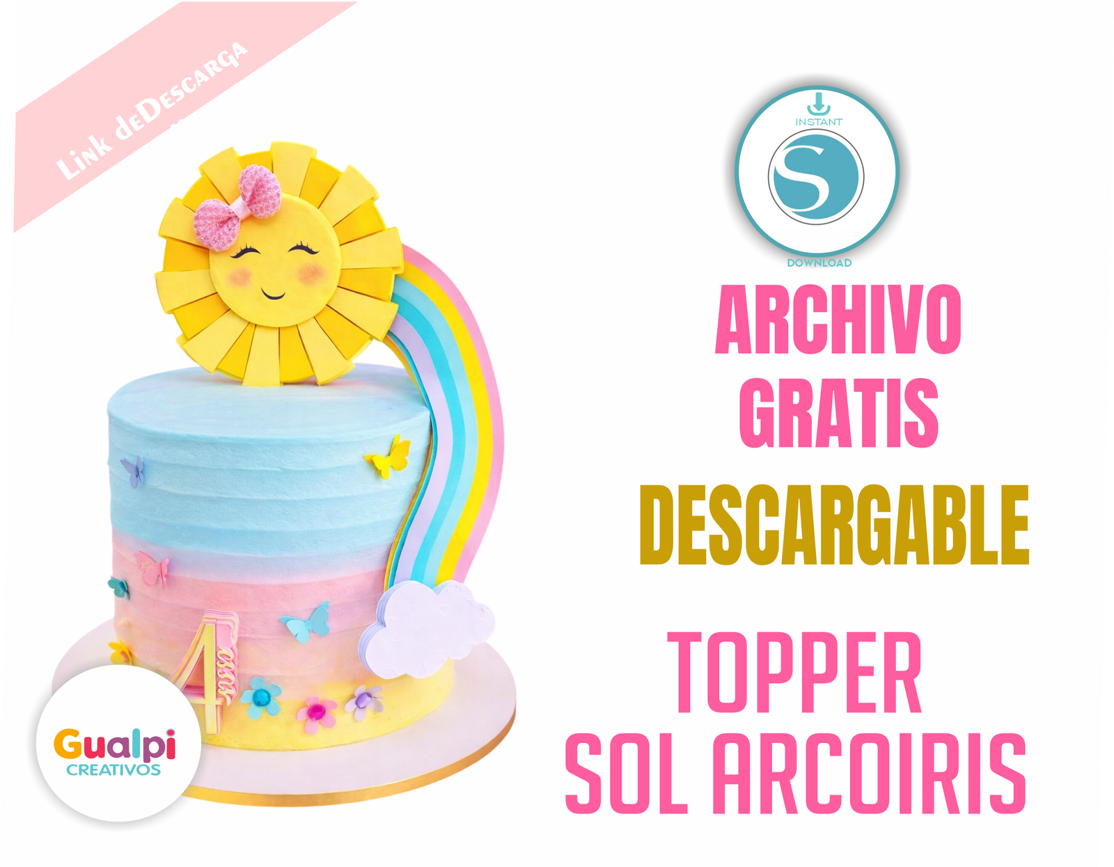 Topper Sol Arcoíris | Archivo Gratis para Cameo