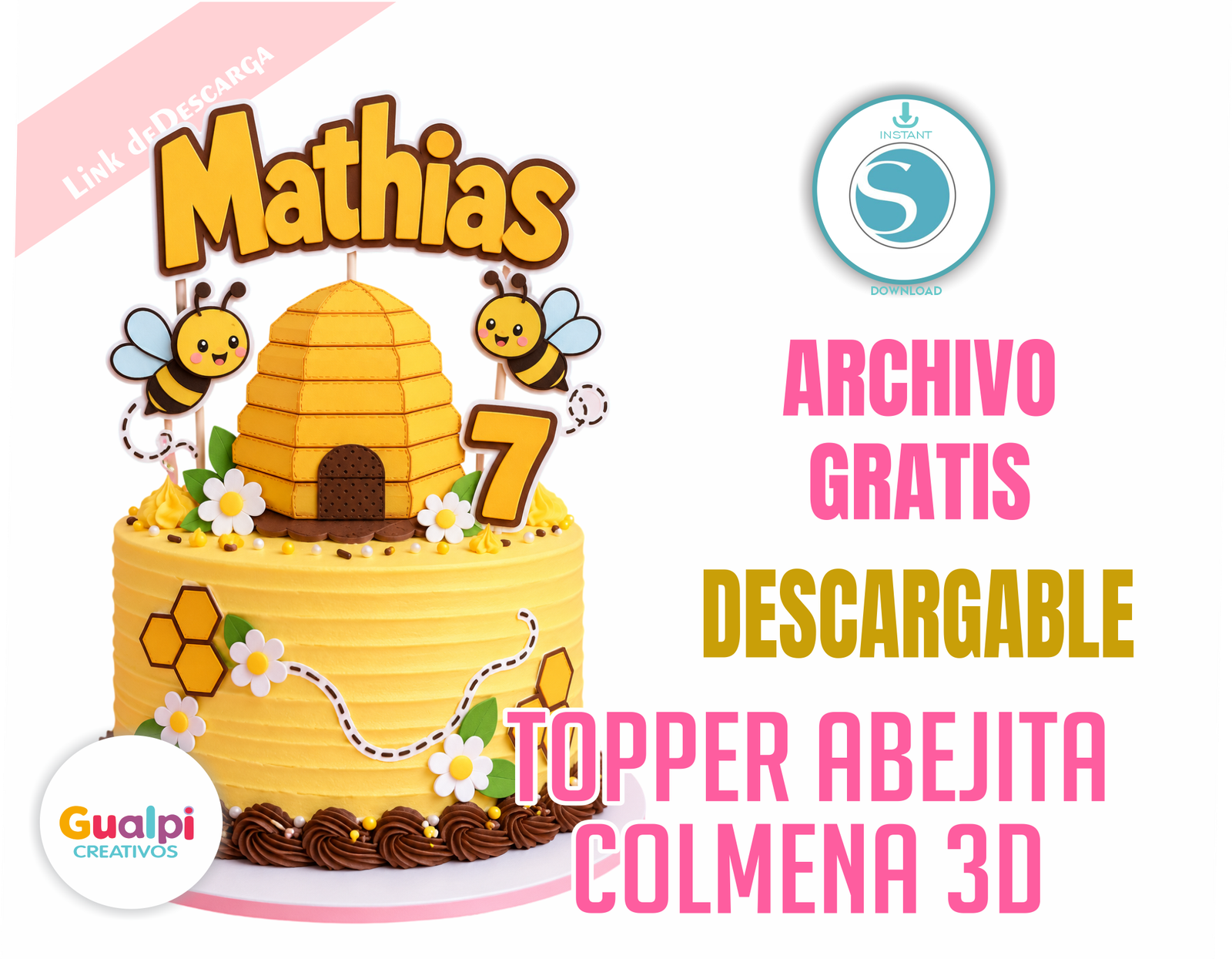 Archivo Gratis Topper Abejita para Cameo | Colmena 3D