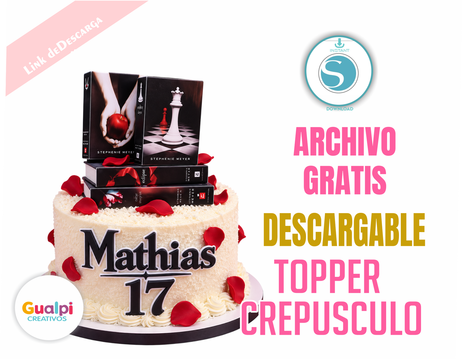 Topper Crepúsculo para Cumpleaños Archivo Gratis para Cameo | Decoración de Pastel