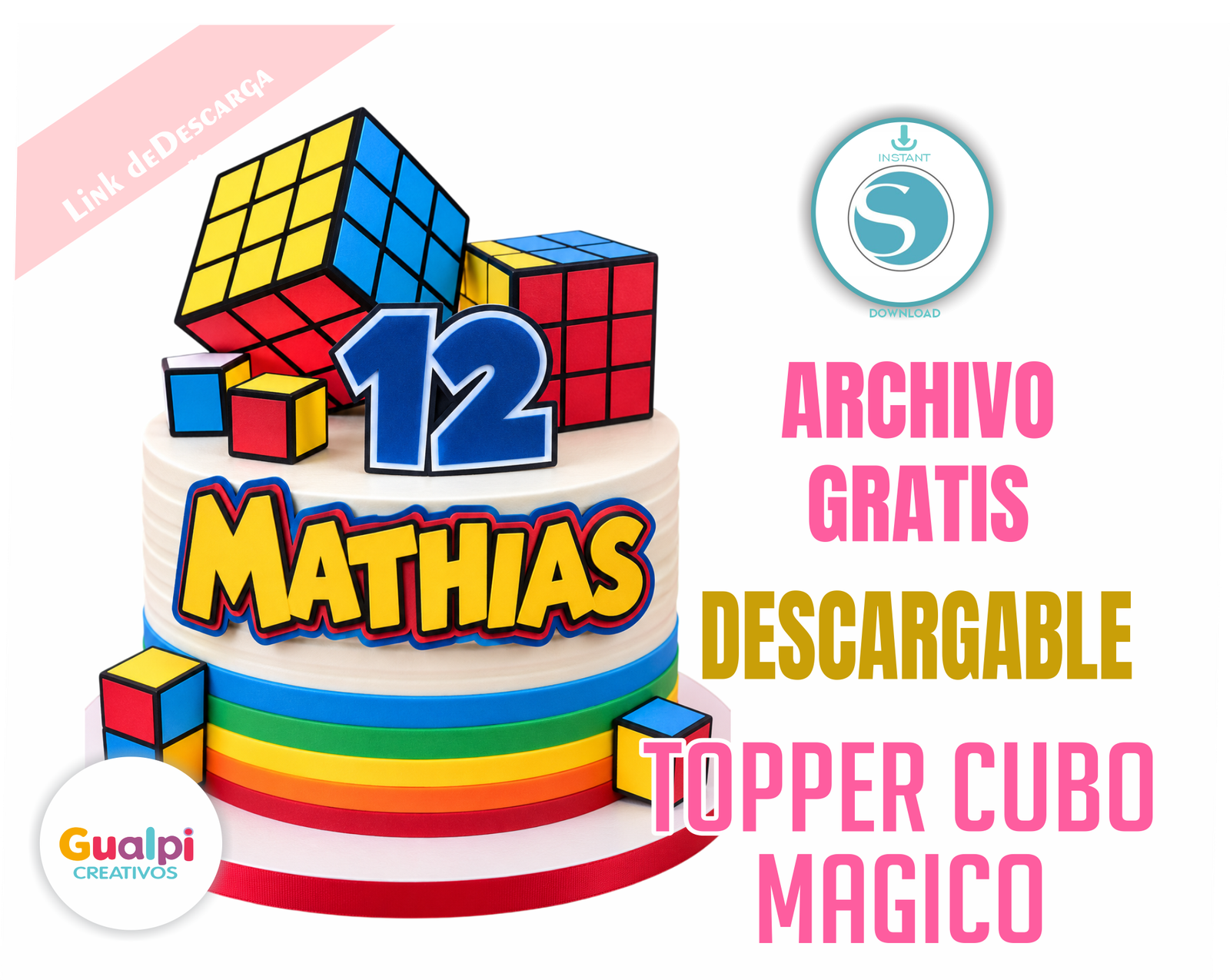 Topper Cubo Mágico Archivo Gratis para Cameo